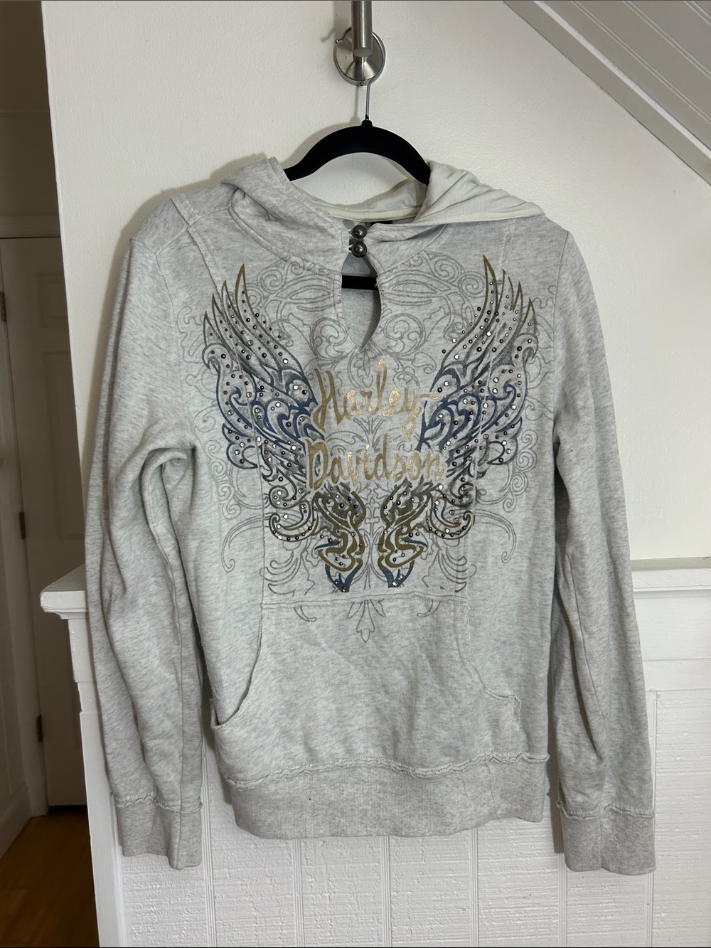 Harley Davidson Logo Hoodie Light Gray, women’s medium